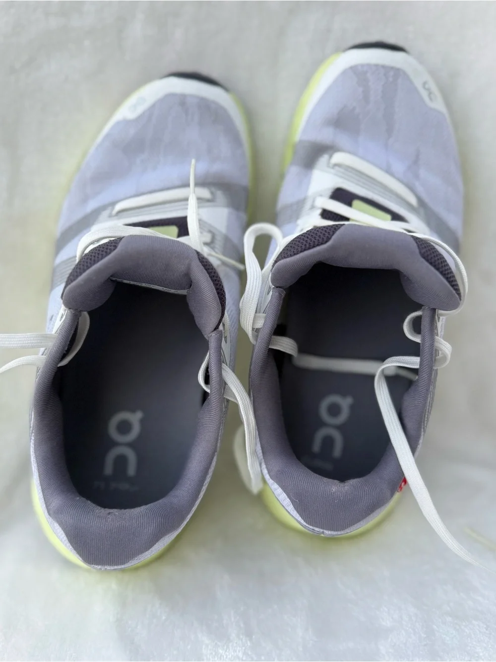 On Running Women's Athletic Shoes in Light Gray, Lime